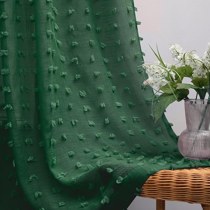 KOUFALL Hunter Green Sheer Curtains 84 Inch Length by KOUFALL