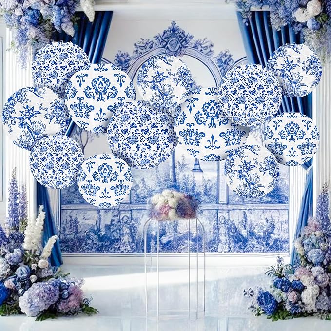 Chinoiserie Paper Lantern Blue and White Porcelain Print Decoration Lantern 10 - Image 5