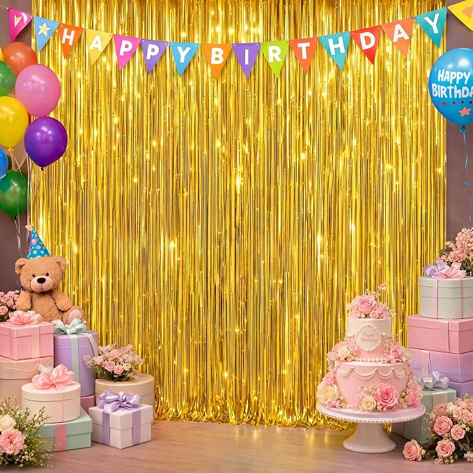 2Pack Gold Party Streamers, Baby Shower, Photo Booth Props by GCBPartyDecorations