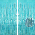 Blue Tinsel Foil Fringe Curtain Backdrop, 3.3 x 8.2 ft Metallic Glitter Curtain by AIQINHU