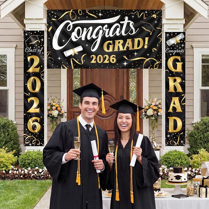 JOYIN 3 Pcs Graduation Decorations Class of 2026, Large Graduation Banners Set - Image 7