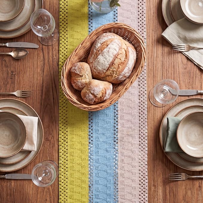 Artoid Mode Yellow Blue Pink Farmhouse Rustic Table Runner 12x36 Inch | Holiday - Image 2