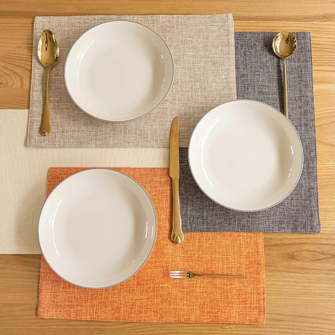 Demetex Orange Placemats Set of 4 Linen Place Mats Decorative Heat Resistant - Image 7