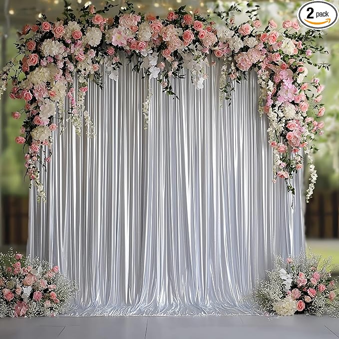 Outpain 10x10ft Silver Sequin Backdrop Curtains -Heavy Duty Gold Photography by Outpain