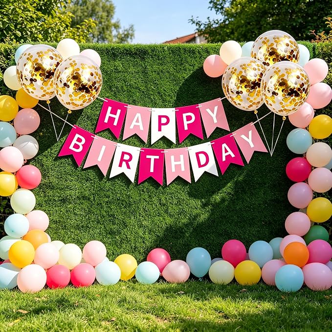 Happy Birthday Banner Sign Bunting Hanging Decorations - Image 4