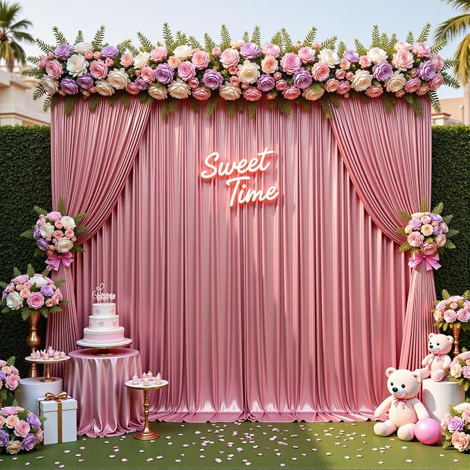 gogoparti 20x10FT Rose Gold Sequin Backdrop Curtain - Image 5