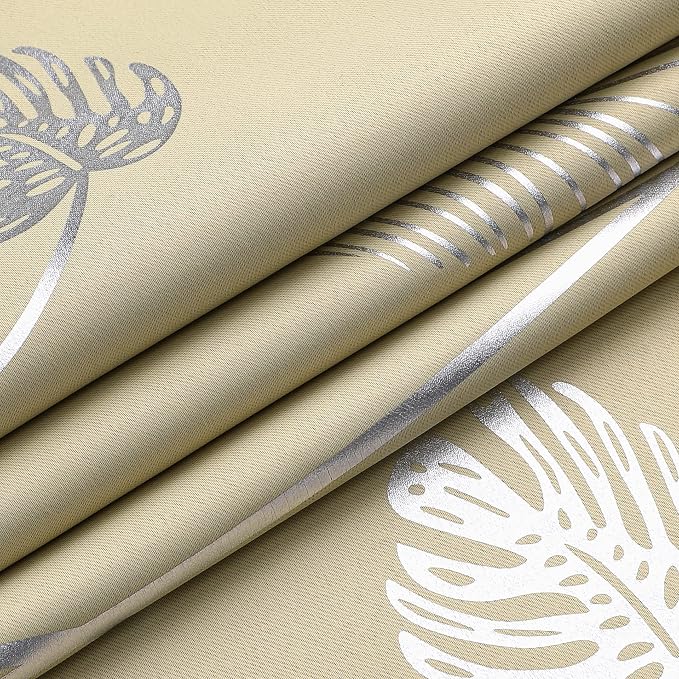 Beige and Silver Palm Tree Window Curtains - Image 8