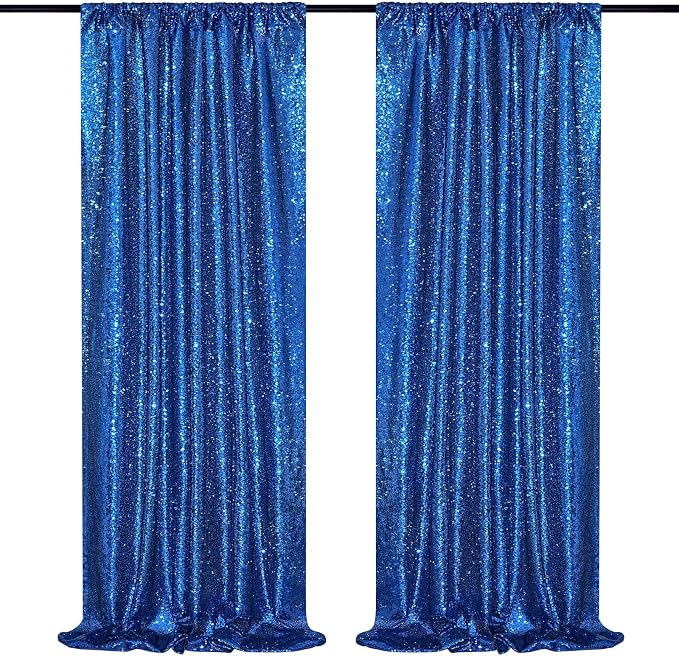 Royal Blue Sequin Curtains Backdrop 6 Pcs 2FTx8FT Shiny Shimmer Fabric | - Image 5