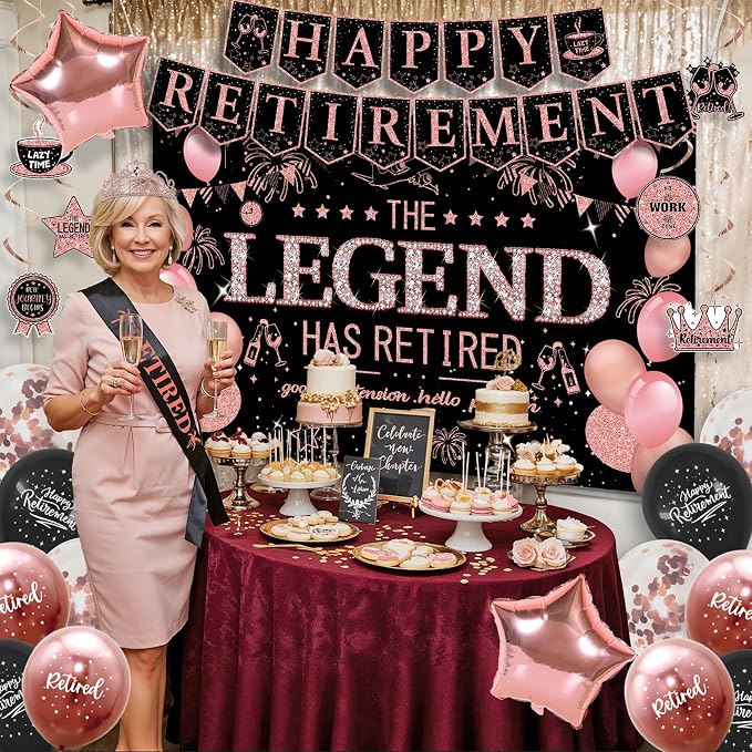 Roetyce Retirement Party Decorations Women, Lengend Has Retired Sash & Crown - Image 5