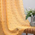 Gold Yellow Pom Pom Textured Curtains 63 Inch Length by KOUFALL