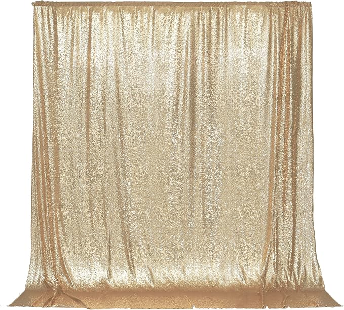 PartyDelight Light Gold Sequin Backdrop 6x7ft Sparkly Photo Curtain | 4 Inch by PartyDelight