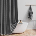 72x78 Long Farmhouse Linen Heavy Duty Shower Curtain, Charcoal Grey | Tall Size by ShowerCurtain