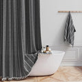 Charcoal Grey Boho Farmhouse Linen Heavy Duty Shower Curtain, 72x72 | 330GSM by ShowerCurtain
