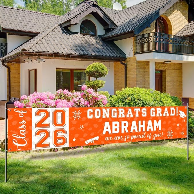 Graduation Congratulations Banner Decorations, Class of 2026 Personalized by RAGNHILD
