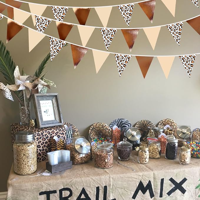32Ft Leopard Party Decorations Metallic Brown Leopard Triangle Banner Flag - Image 6
