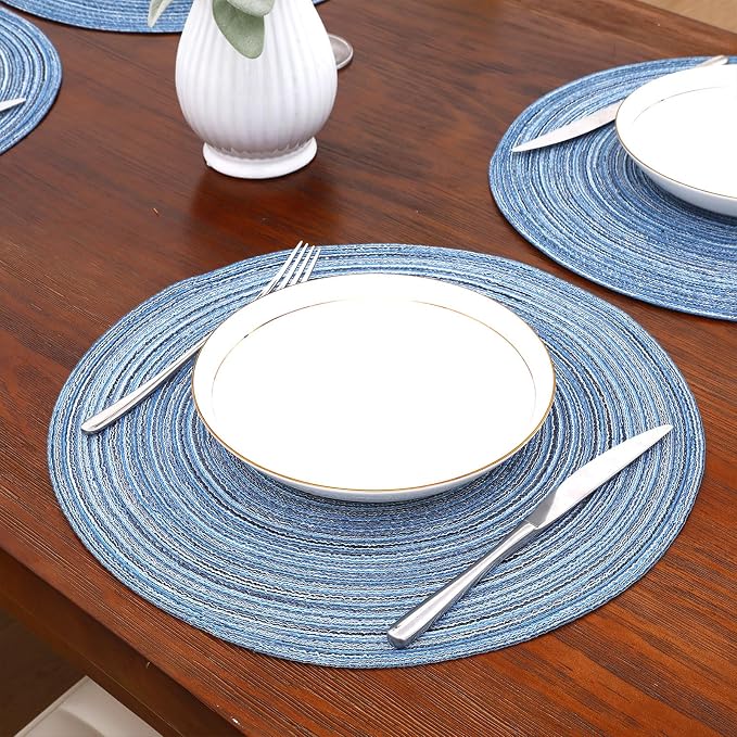 SHACOS Round Braided Placemats Set of 6 Circle Place Mats Kitchen Table Mats - Image 6