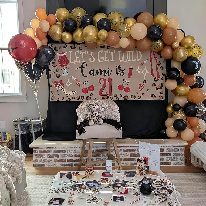 Cheetah Print Balloon, 12 Inch Black Brown and Leopard Gold Confetti Balloon - Image 3
