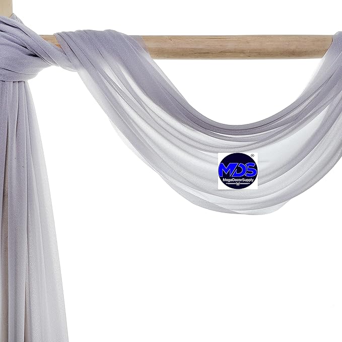 MDS Halloween Chiffon Draping Fabric - 1 Panel, 30" Wide x 75ft Long - Sheer Spooky Arbor & Canopy Drapery for Haunted House Backdrops, Party Ceilings, DIY Costumes & Themed Events - Cool Gray