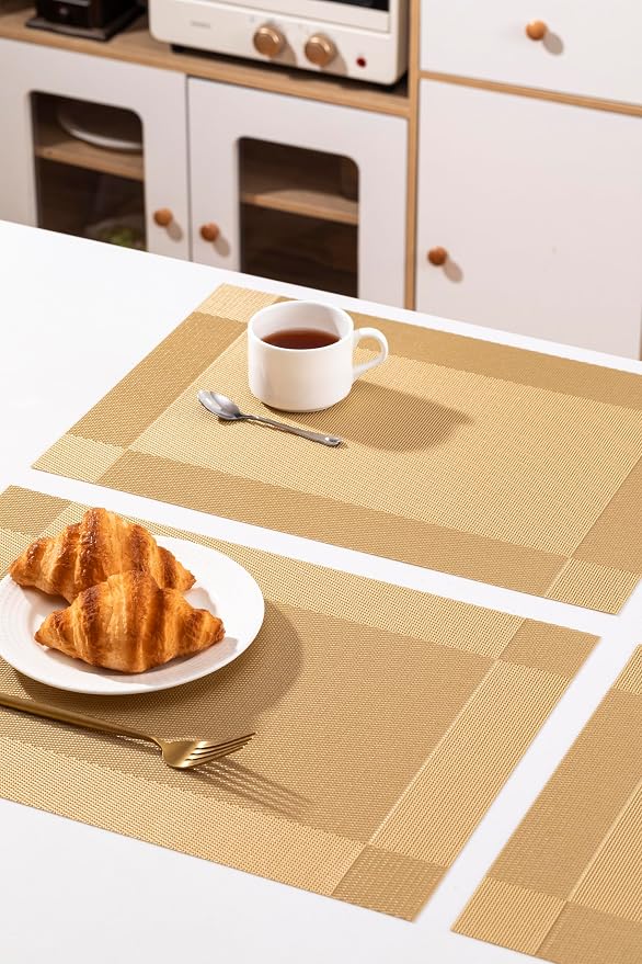 LEXMORE Placemats Set of 4 Vinyl/Plastic Woven Place Mats - Image 6