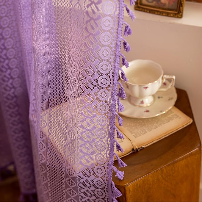 Sutuo Home Lavendar Boho Lace Curtains - Image 6