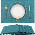 Faux Cotton Linen Placemats Set of 6, Cloth Washable Farmhouse Dining Table Mats by homing
