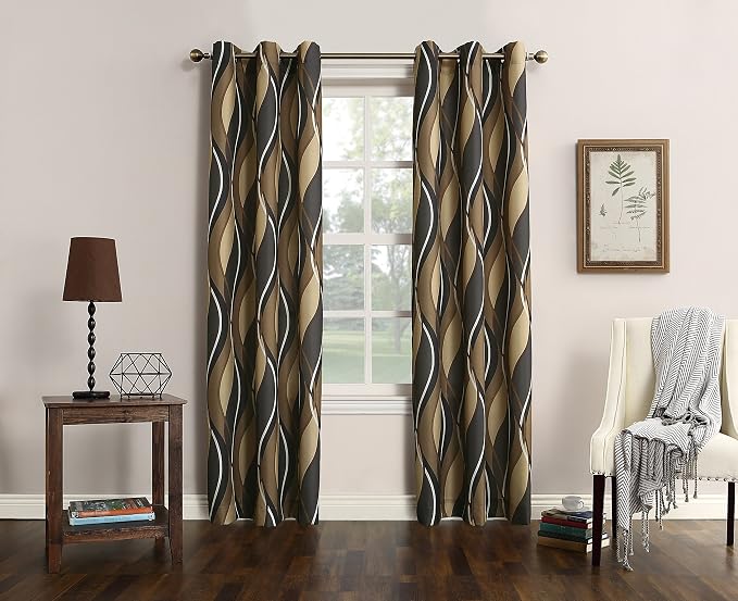 No. 918 Intersect Ogee Print Semi-Sheer Grommet Curtain Panel - Image 5