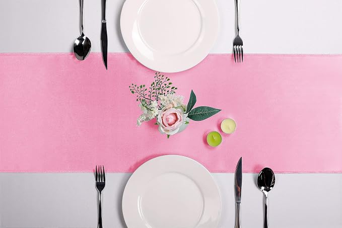 5-Pack Satin Table Runner Pink 12 x 108 inches Long, Table Runners - Image 2