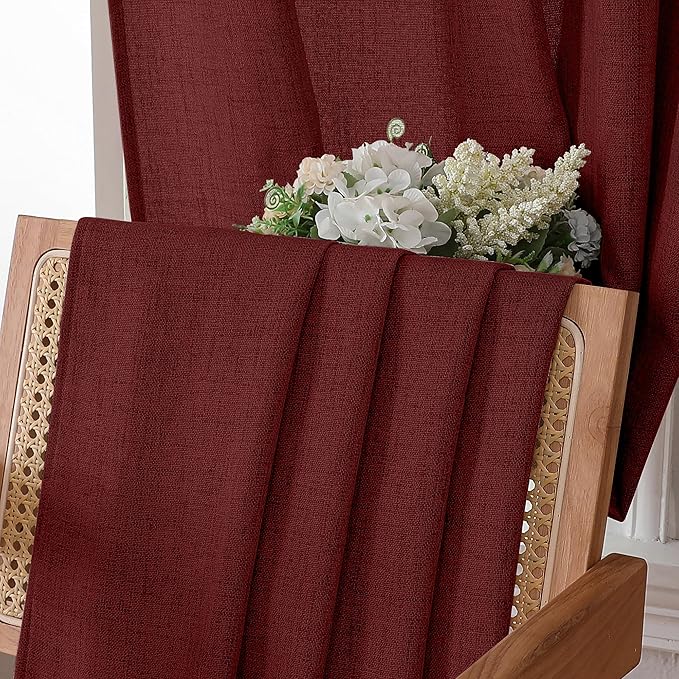 Tollpiz Short Linen Tier Curtains Rod Pocket Semi Sheer Half Kitchen Curtain - Image 6