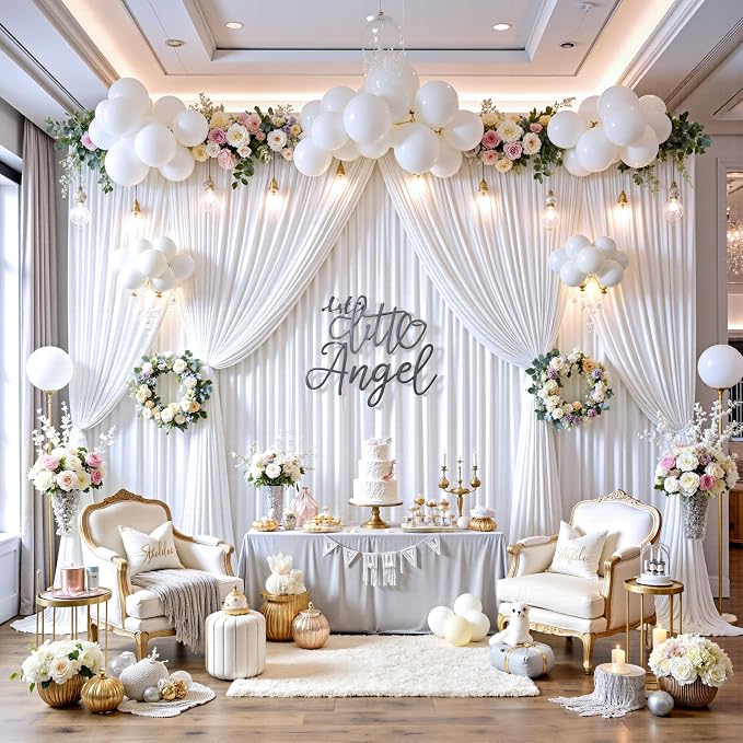 20ftx12ft Wrinkle Free White Backdrop Curtains - Image 4