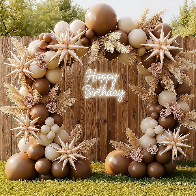 9Pcs Beige Star Balloons, Large Explosion Star Foil Balloons, Cream Caramel - Image 5