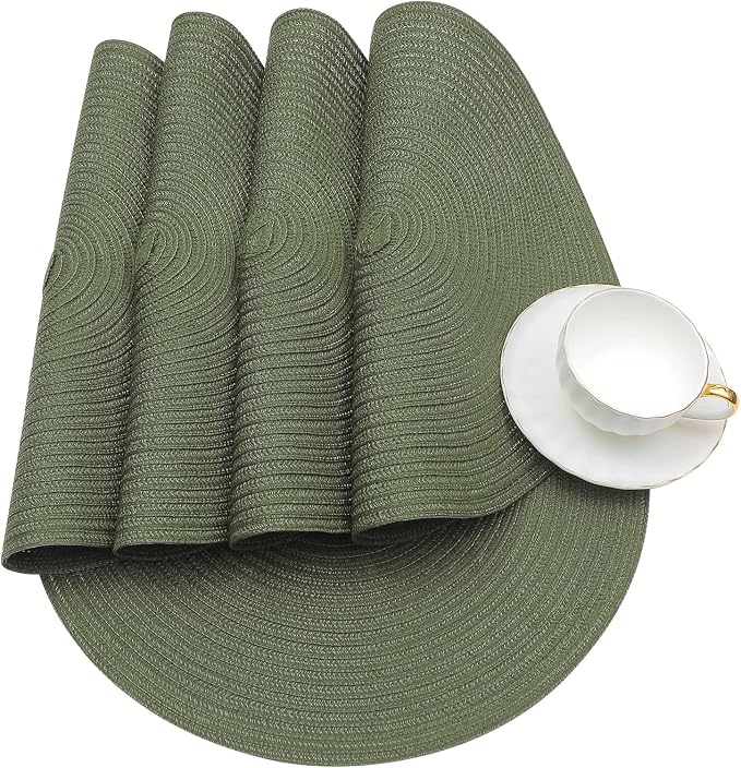 SHACOS Round Placemats Set of 12 Washable 15 inch Round Table Mats Cotton - Image 6