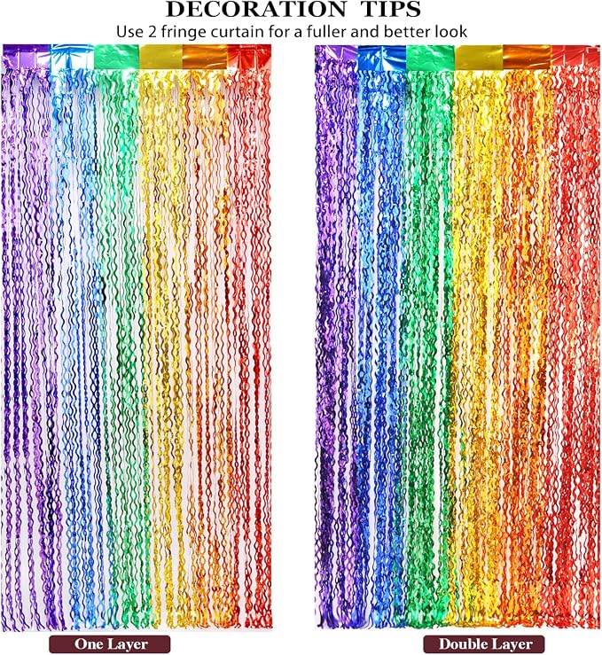 4 Pack Wavy Rainbow Foil Fringe Curtains - Image 5