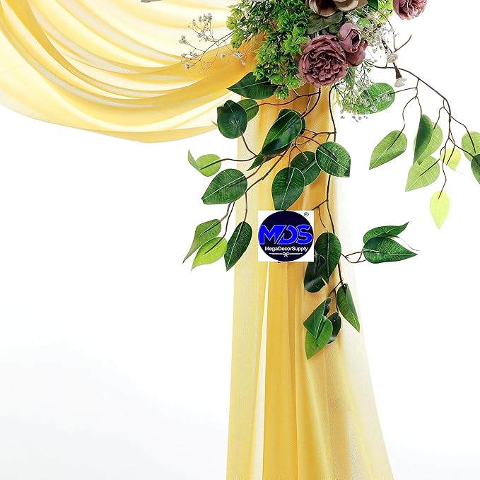 MDS Halloween Chiffon Draping Fabric - 1 Panel, 30" Wide x 40ft Long - Sheer Spooky Arbor & Canopy Drapery for Haunted House Backdrops, Party Ceilings, DIY Costumes & Themed Events - Gold