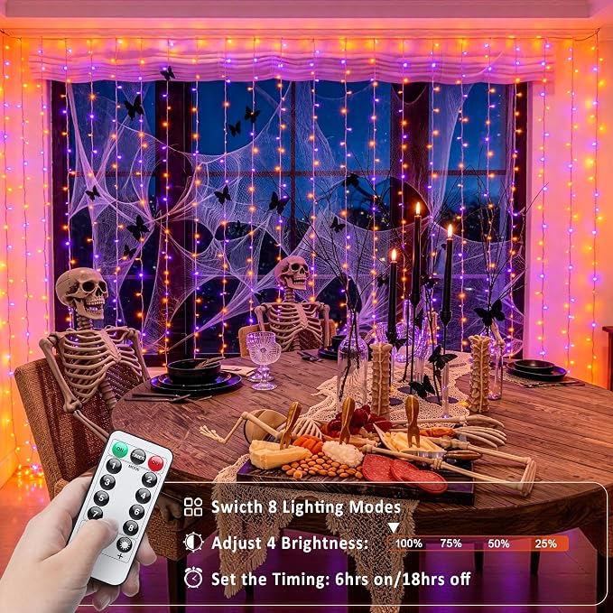 JMEXSUSS 200 LED USB Plug in Orange and Purple Halloween Lights | 6.5ft x 6.5ft - Image 6