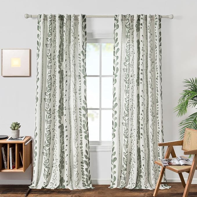Sage Green Curtains 84 Inches Long 2 Panels Boho Curtains - Image 2