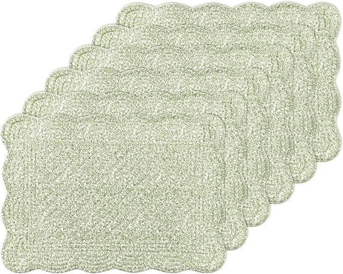 6 PC Quilted Placemats, 100% Cotton Fabric Washable Cloth Table Mats by MINUPWELLHome