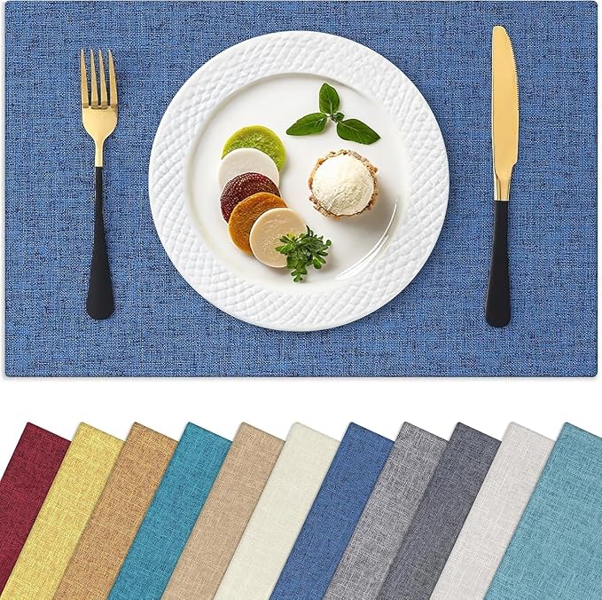 Homaxy Cloths Placemats for Dining Table Set of 12, Cotton Linen Blend Table by Homaxy