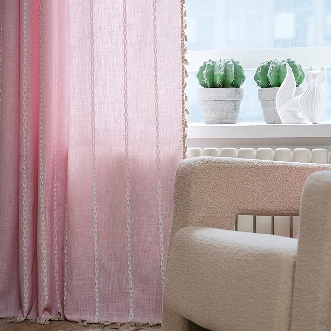 Sutuo Home Boho Curtains for Bedroom 96 Inches Long, Light Filtering Farmhouse - Image 5