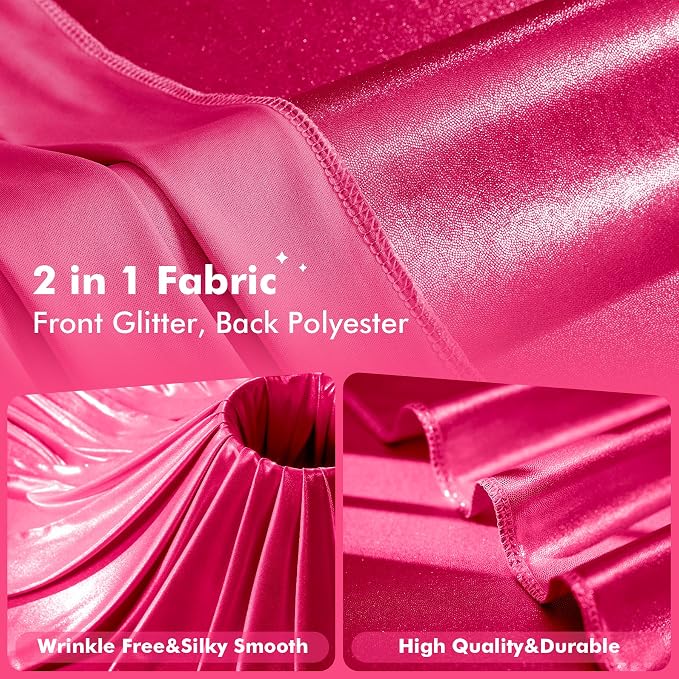 40x10ft Shimmer Hot Pink Sequin Backdrop Curtain - Image 2
