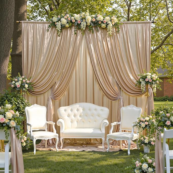 20ftx10ft Thick Champagne Sequin Backdrop Curtain Panels - Image 9