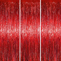 Voircoloria Red Foil Fringe Backdrop Curtains, 3.3 x 6.6 ft, Birthday Party by Voircoloria