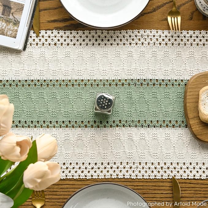 Artoid Mode Light Green Farmhouse Rustic Table Runner 12x90 Inch | Seasonal - Image 3