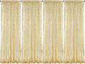 Light Gold Sequin Backdrop Curtains 4 Pcs 2ftx8ft Glitter Shimmer Fabric | by B-COOL