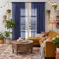 WAZZIO Boho Lace Curtains 84 Inches 2 Panel, Light Filtering Privacy Tassel & by WAZZIO