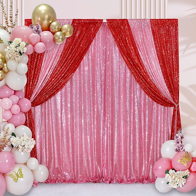 Blush Pink Sequin Backdrop Glitter Backdrop Curtains 10ft x 10ft Glitter - Image 4