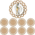 13.8" Corn Husk Woven Round Placemats Set of 8 by DaiVuCrafts