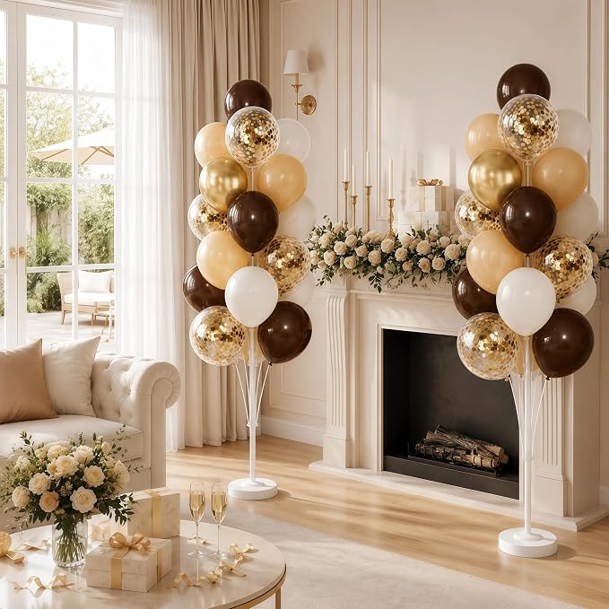 Hiins Brown Gold Balloon Stand Kit Set of 2 - Image 8