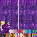 2 Pack Purple Metallic Tinsel Foil Fringe Curtains, Foil Curtain Backdrop by UWPVOWSR