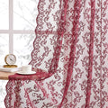 FOLKSIDE Burgundy Lace Curtains 45 Inch Length 2 Panels Set Wine Victorian Lace by FOLKSIDEHomeDecoration