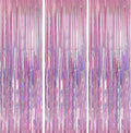 5 Pack 3.3 x 9.9 ft Holographic Pink Tinsel Streamers Party Decorations | Foil by Crosize